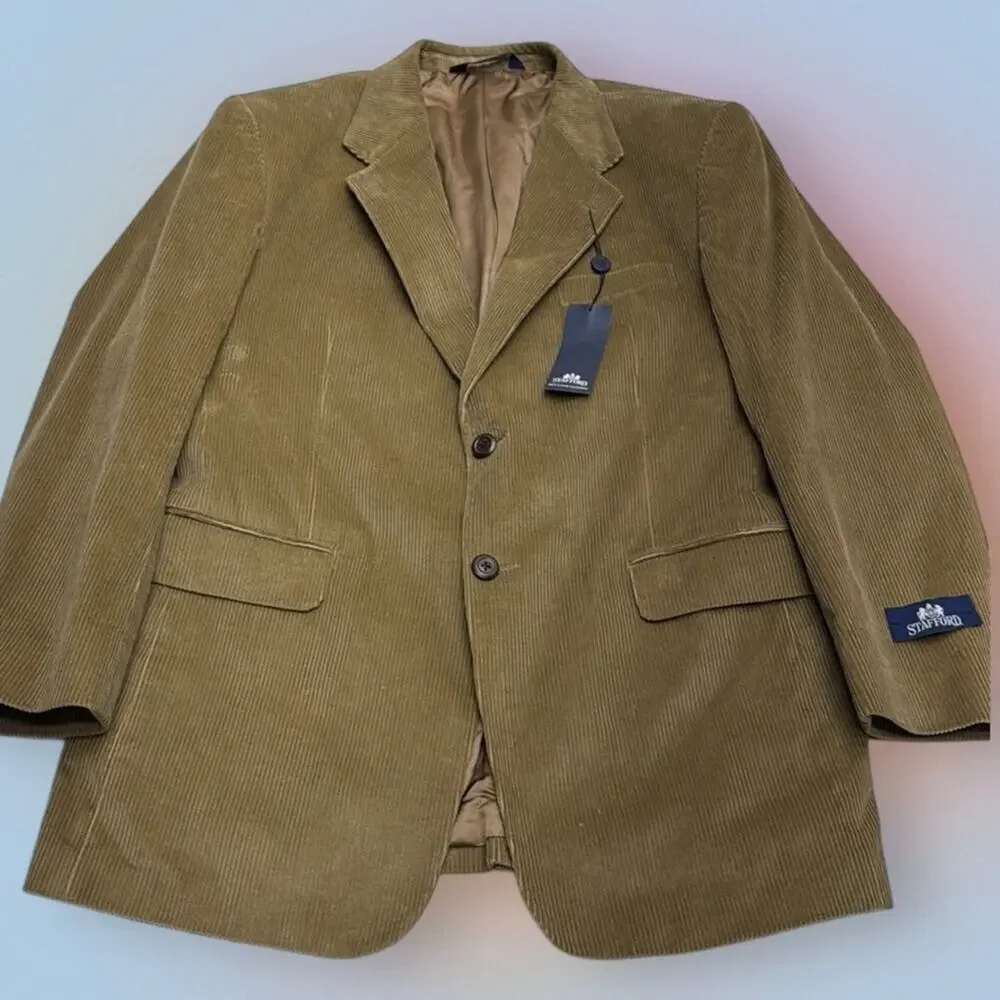 STAFFORD Men’s 42R Stylish Tan Corduroy Blazer